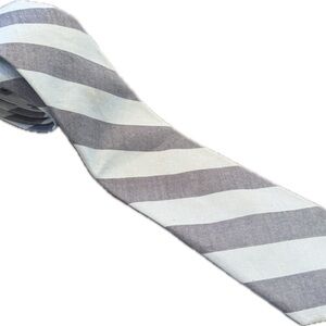 Todd Snyder Classic Gray and White Striped Tie